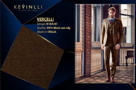 K105/47 Vercelli CVM - Vải Suit 95% Wool - Nâu Trơn